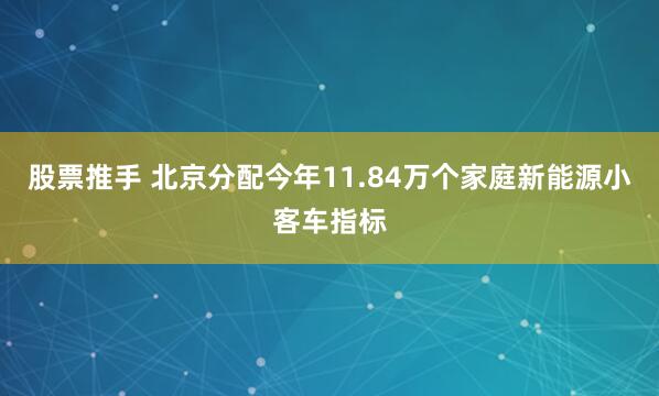 股票推手 北京分配今年11.84万个家庭新能源小客车指标